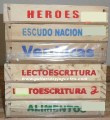 sellos héroes, escudo nacional, verduras, lectoescritura 2 y alimentos